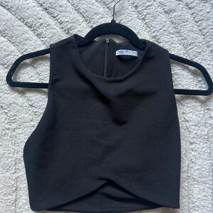 Zara Black Sleeveless Crop Top